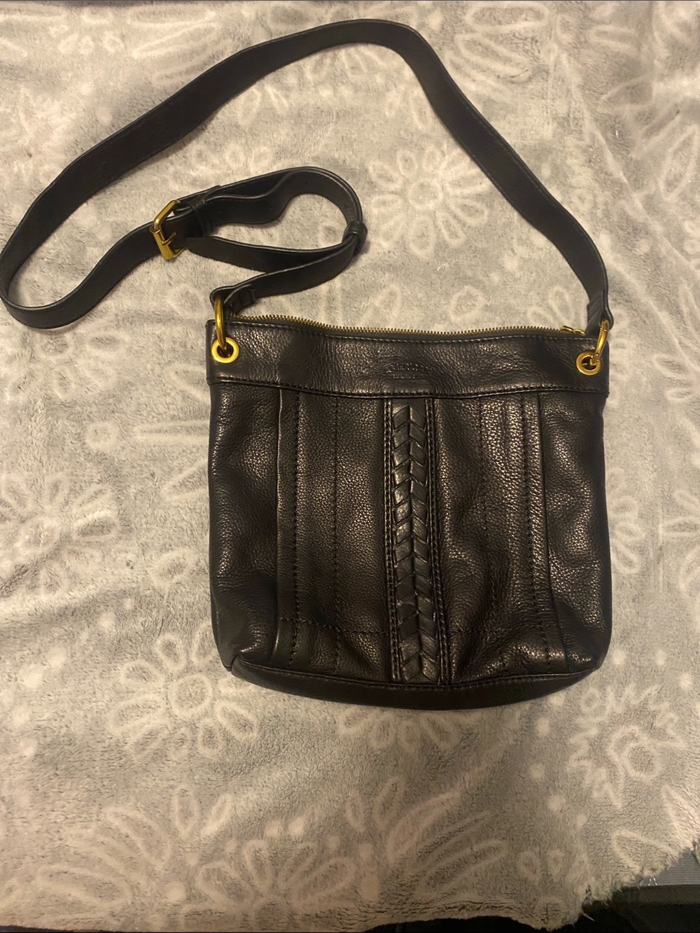 American Leather Company Classic Black Leather Braided-Accent Crossbody Bag